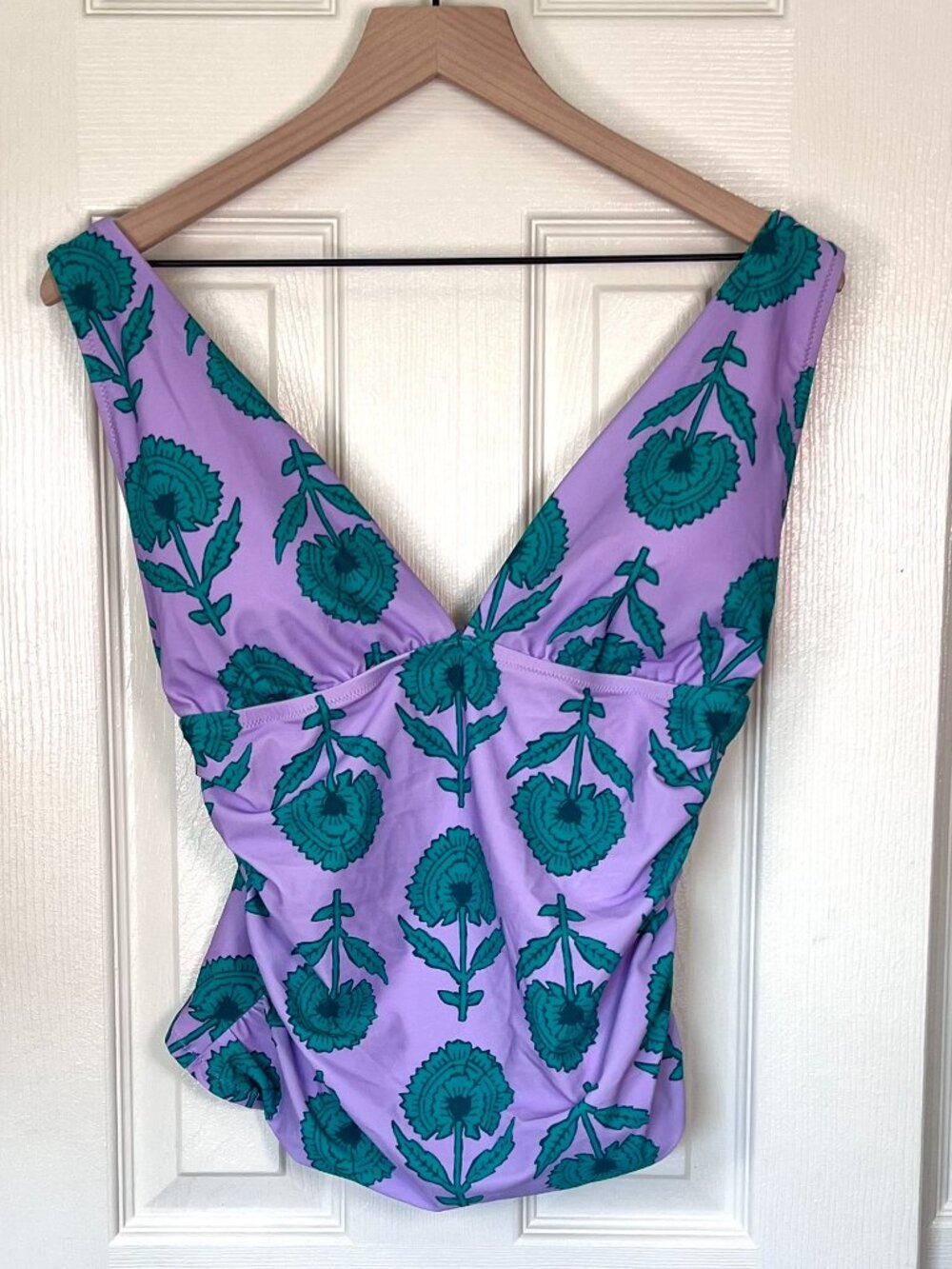 J.Crew Factory Ruched Plunge Floral Tankini Top Size Large NWT